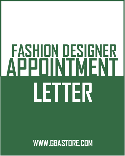 Appointment letter for Fashion Designer